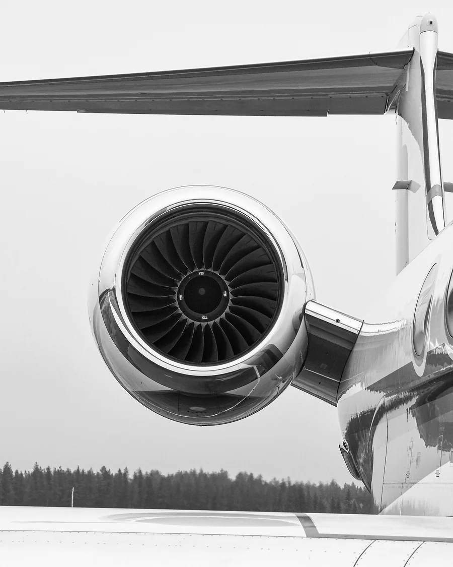 Private jet photographed at an executive aviation terminal